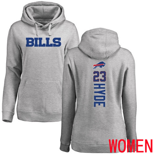 NFL Women Buffalo Bills #23 Micah Hyde Ash Backer Pullover Hoodie Sweatshirt->nfl t-shirts->Sports Accessory